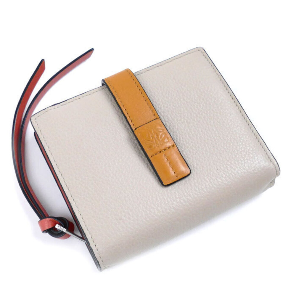 Loewe Compact Zip Wallet Bifold Oats Honey Leather Beige Tan